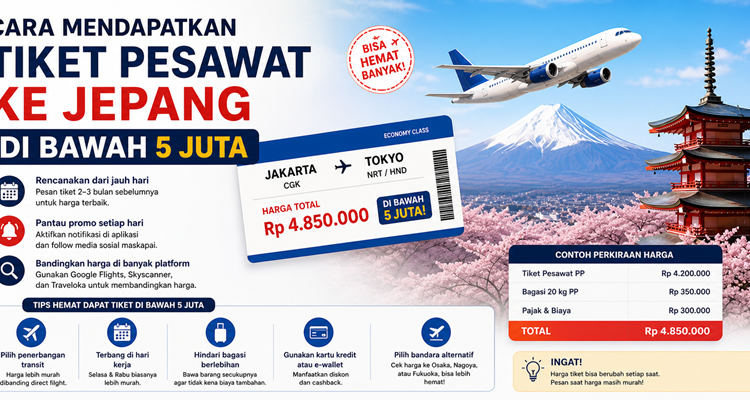 Cara Mendapatkan Tiket Pesawat ke Jepang di Bawah 5 Juta