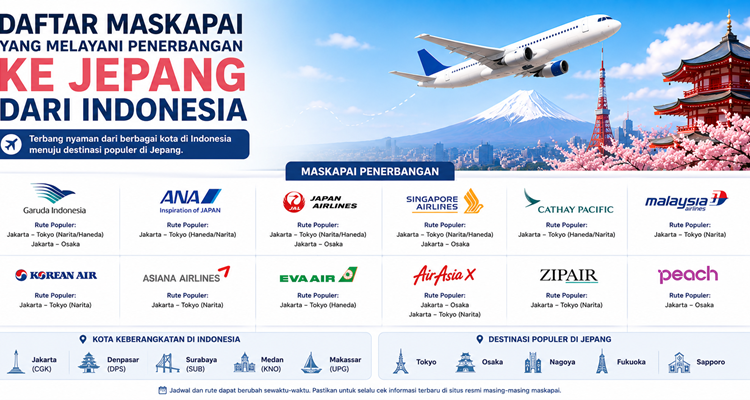 Daftar Maskapai yang Melayani Penerbangan ke Jepang dari Indonesia