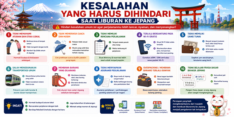 Kesalahan yang Harus Dihindari Saat Liburan ke Jepang