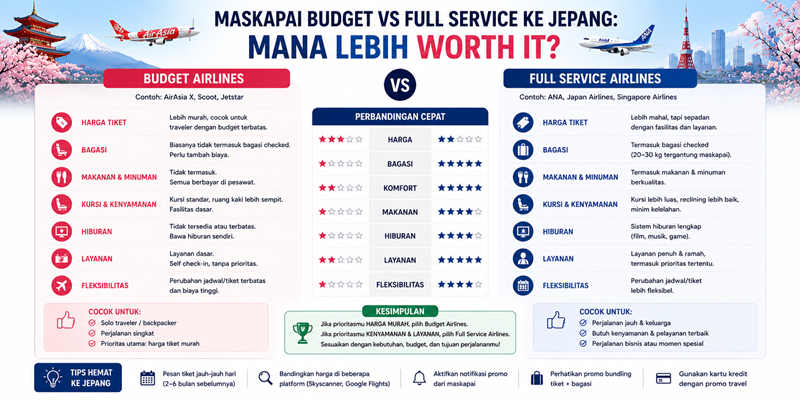 Maskapai Budget vs Full Service ke Jepang Mana Lebih Worth It