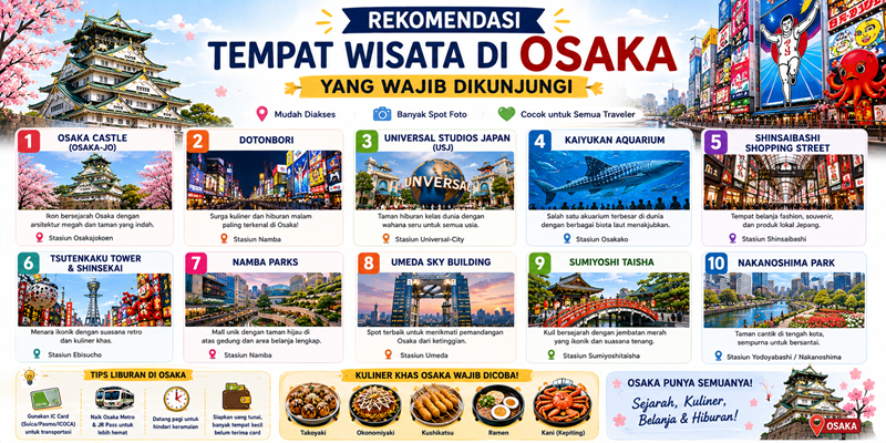 Rekomendasi Tempat Wisata di Osaka yang Wajib Dikunjungi