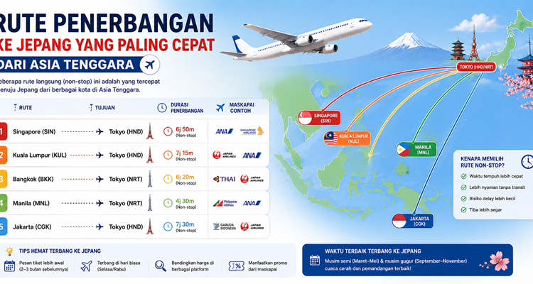 Rute Penerbangan ke Jepang yang Paling Cepat dari Asia Tenggara